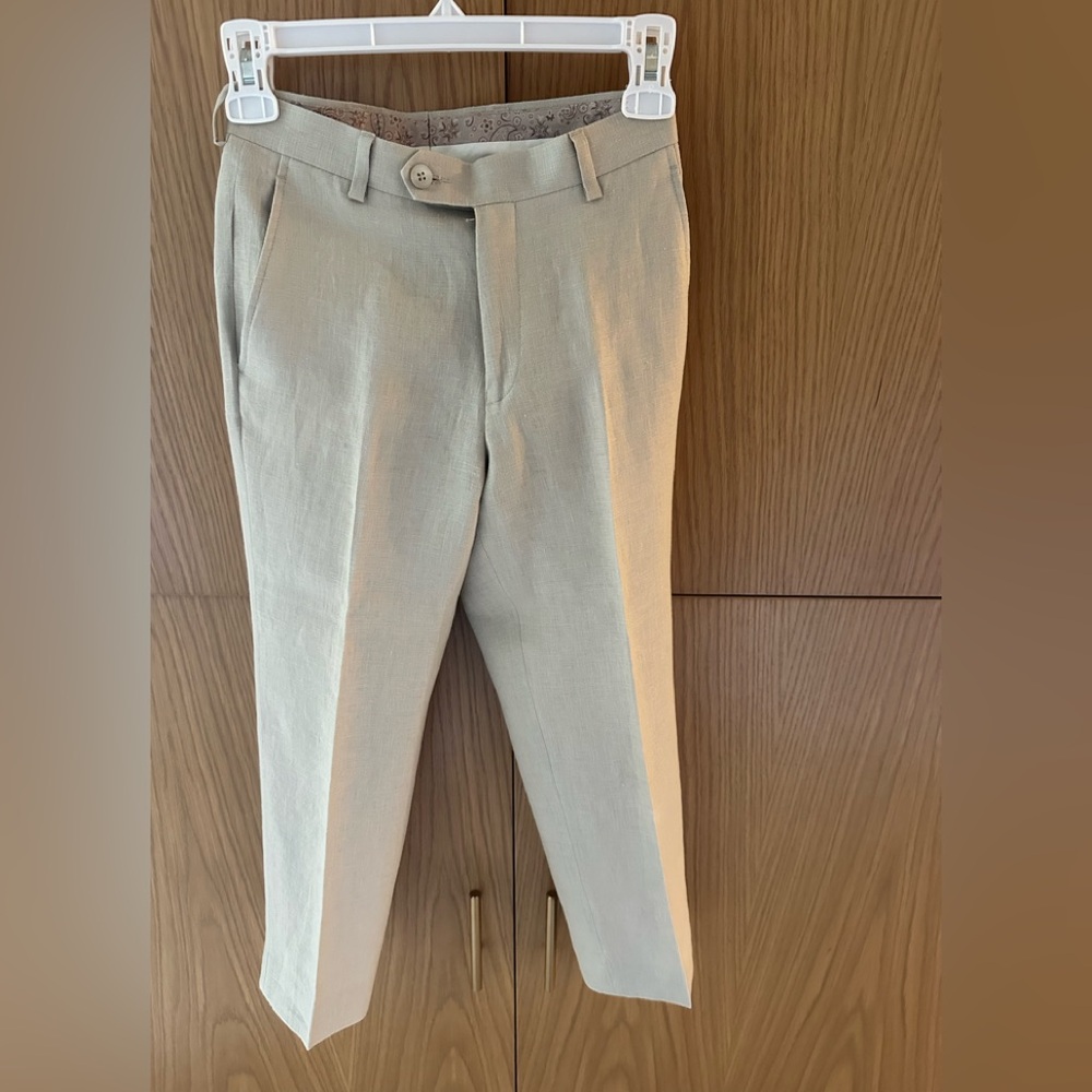 Ralph Lauren Tan Formal Linen Trousers with Tailored Fit